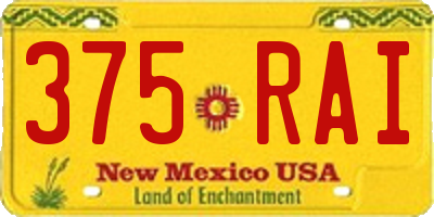 NM license plate 375RAI