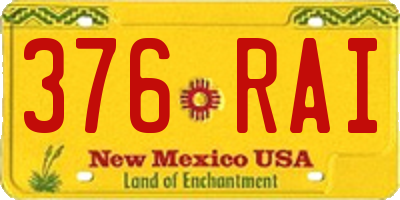 NM license plate 376RAI