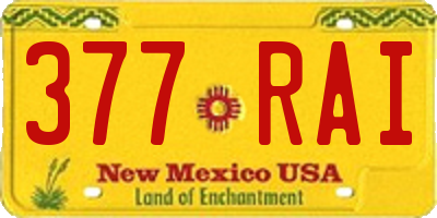 NM license plate 377RAI