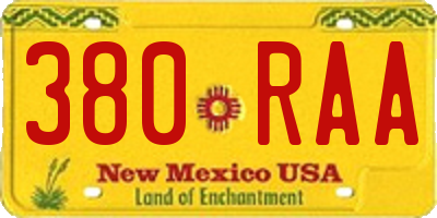 NM license plate 380RAA