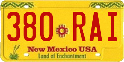 NM license plate 380RAI