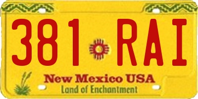 NM license plate 381RAI