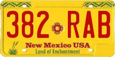 NM license plate 382RAB