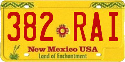 NM license plate 382RAI
