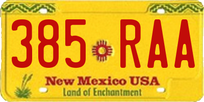 NM license plate 385RAA