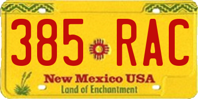 NM license plate 385RAC