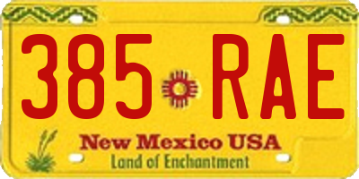 NM license plate 385RAE
