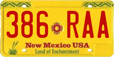 NM license plate 386RAA