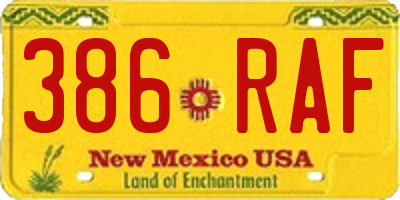 NM license plate 386RAF