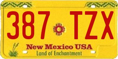 NM license plate 387TZX