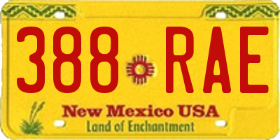 NM license plate 388RAE