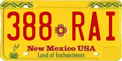 NM license plate 388RAI