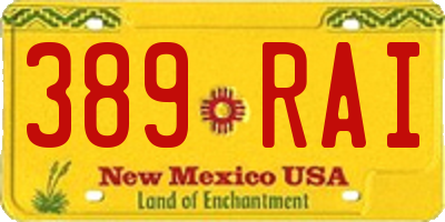 NM license plate 389RAI