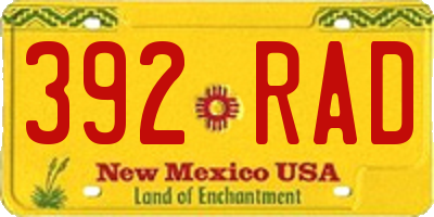 NM license plate 392RAD