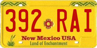 NM license plate 392RAI