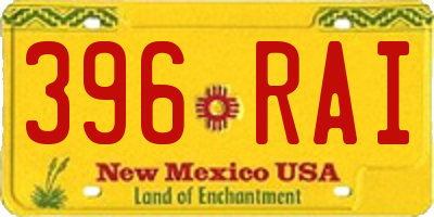NM license plate 396RAI