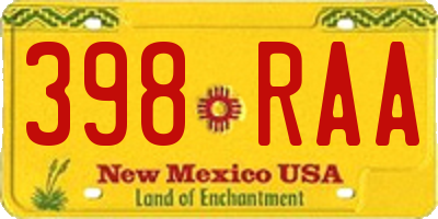 NM license plate 398RAA
