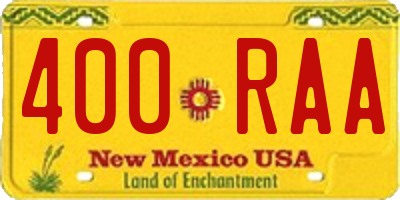 NM license plate 400RAA