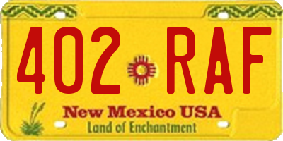 NM license plate 402RAF