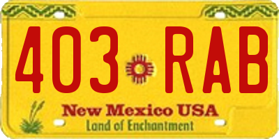 NM license plate 403RAB