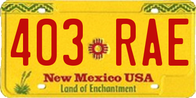 NM license plate 403RAE
