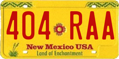 NM license plate 404RAA