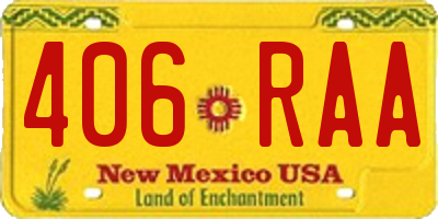 NM license plate 406RAA
