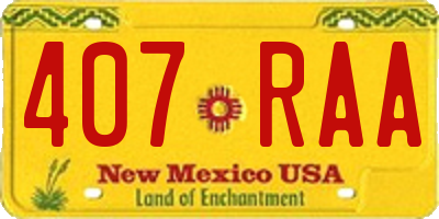 NM license plate 407RAA