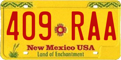 NM license plate 409RAA