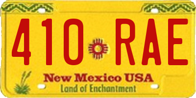 NM license plate 410RAE