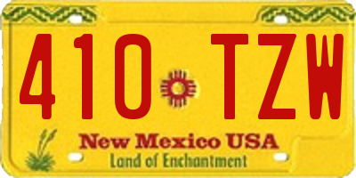 NM license plate 410TZW