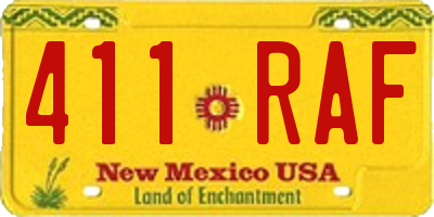 NM license plate 411RAF