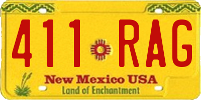 NM license plate 411RAG