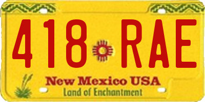 NM license plate 418RAE
