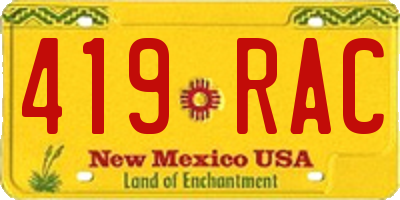 NM license plate 419RAC