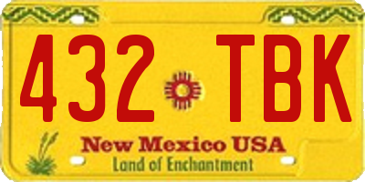 NM license plate 432TBK