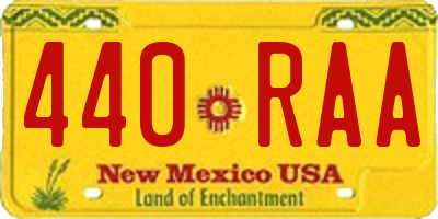 NM license plate 440RAA