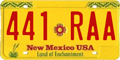NM license plate 441RAA