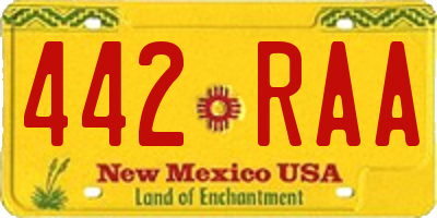 NM license plate 442RAA