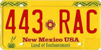 NM license plate 443RAC