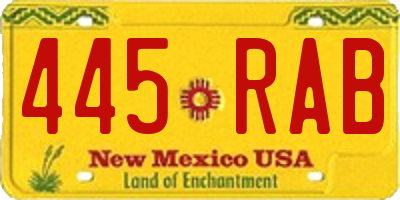 NM license plate 445RAB