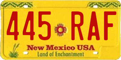 NM license plate 445RAF