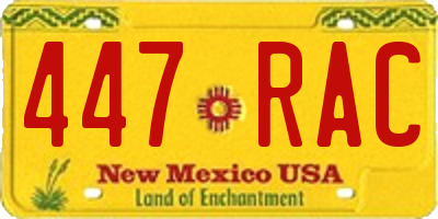 NM license plate 447RAC
