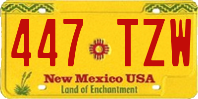 NM license plate 447TZW