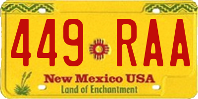 NM license plate 449RAA