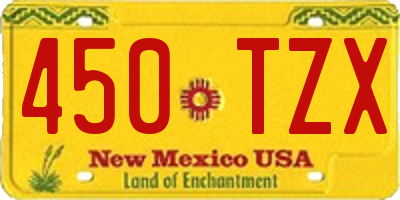 NM license plate 450TZX
