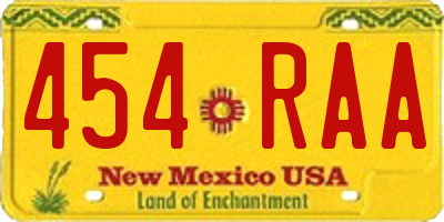 NM license plate 454RAA