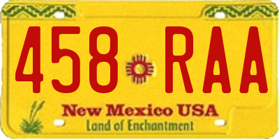 NM license plate 458RAA