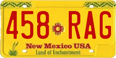 NM license plate 458RAG