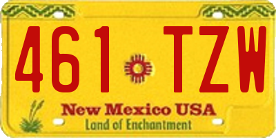 NM license plate 461TZW